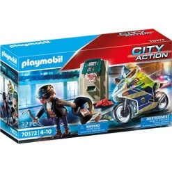 Playmobil Politimotorcykel: Forfølgelse Af Pengerøveren 70572