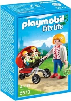 Playmobil 5573 City Life Mother With Twin Stroller