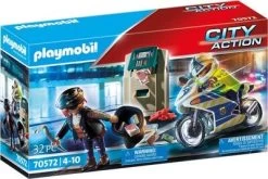 Playmobil 70572 City Action Politimotorcykel: Forfølgelse Af Pengerøveren