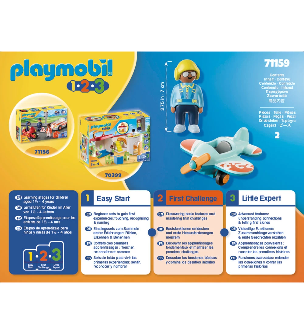 Playmobil 1.2.3 - Flyvemaskine - 71159 - 2 Dele - Billede 2