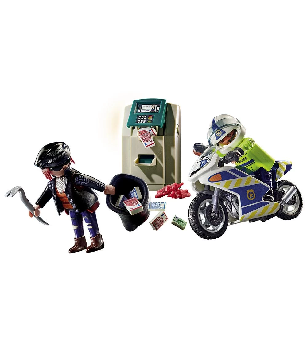 Playmobil City Action - Politimotorcykel: Forfølgelse Af Pengerø - Billede 2