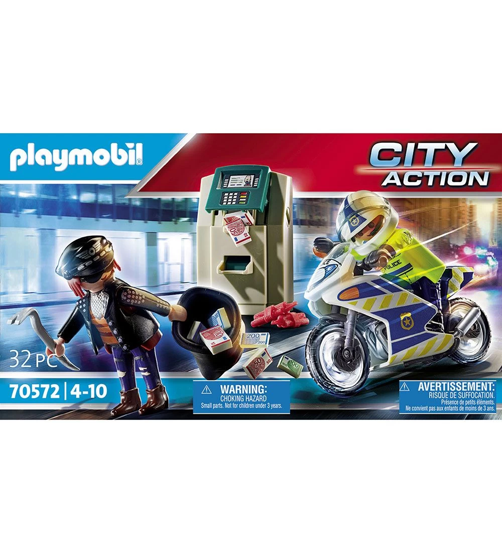Playmobil City Action - Politimotorcykel: Forfølgelse Af Pengerø