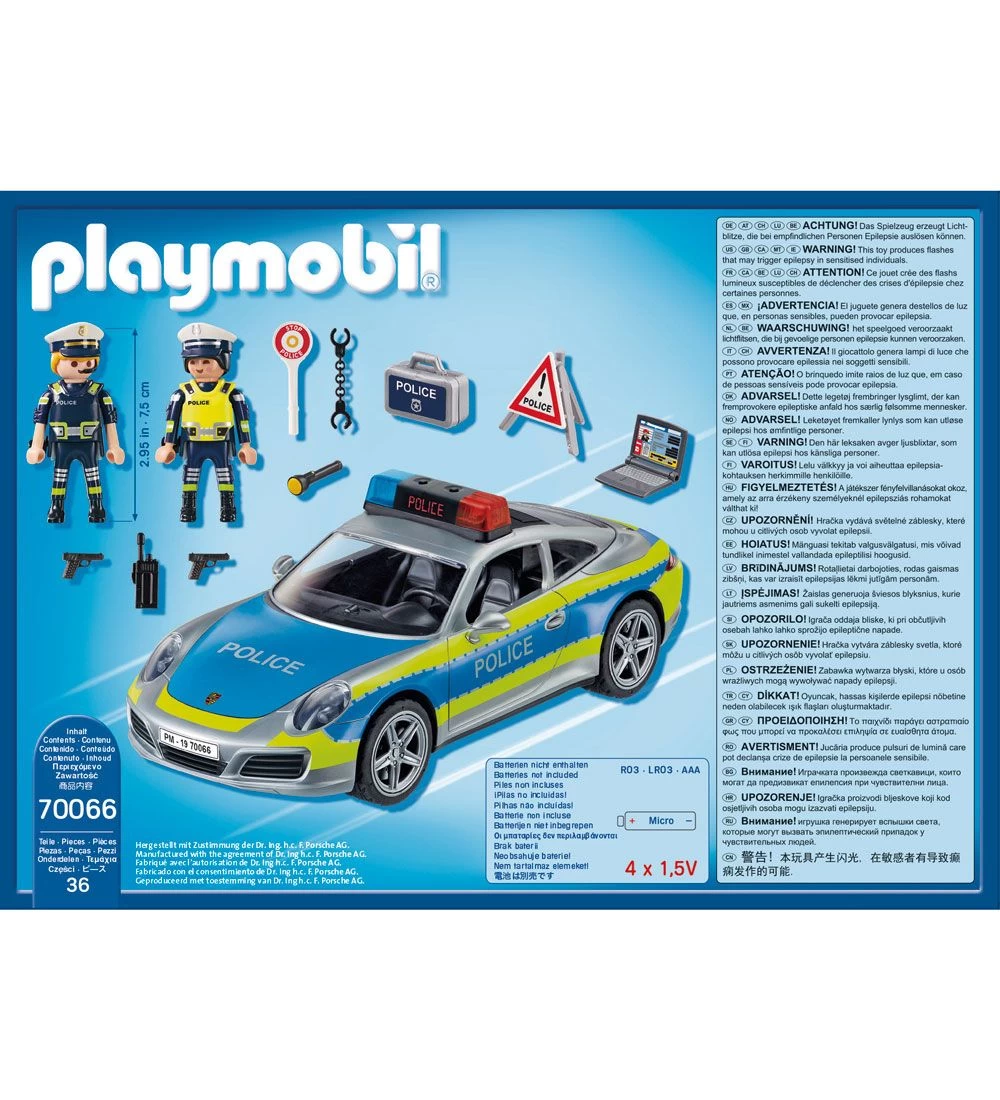 Playmobil - Porsche 911 Carrera 4S Politibil - Grå - 70066 - 36 - Billede 2