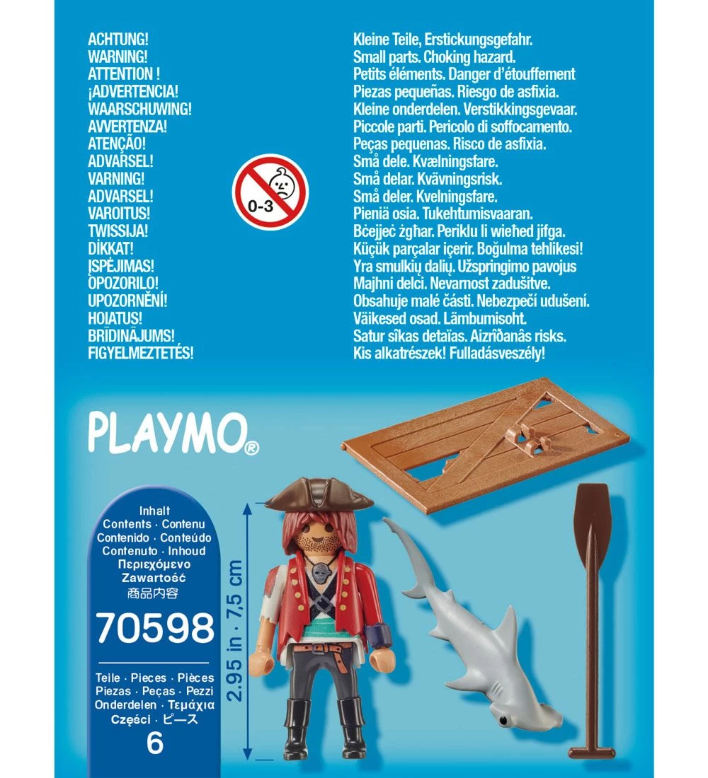 Playmobil SpecialPlus - Pirat Med Tømmerflåde Og Hammerhaj - 705 - Billede 3