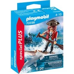 Playmobil Pirat Med Tømmerflåde Og Hammerhaj 70598